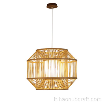 lampada a sospensione in metallo con lampadario da ristorante in bambù